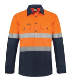 Workcraft Hi Vis Two Tone Half Placket Cotton Drill Shirt with Semi Gusset Sleeves And Csr Reflective Tape (WS6033) - Ace Workwear (4408756764806)