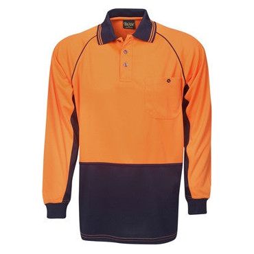 Hi Vis Raglan Sleeve Micro Mesh Polo Long Sleeve (P63) Hi Vis Polo With Designs Blue Whale - Ace Workwear