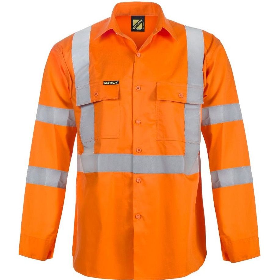 Workcraft Hi Vis Long Sleeve Shirt with X Pattern and CSR Reflective Tape Day/Night use (WS3222) - Ace Workwear